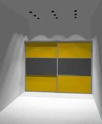 Szafa przesuwna zabudowa drzwi lacobel żółty, szary 222 cm szerokości