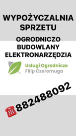 Wypożyczalnia sprzętu ogrodniczego budowlanego elektronarzędzia 24H/7