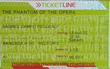 Bilhete para musical Fantasma da Opera