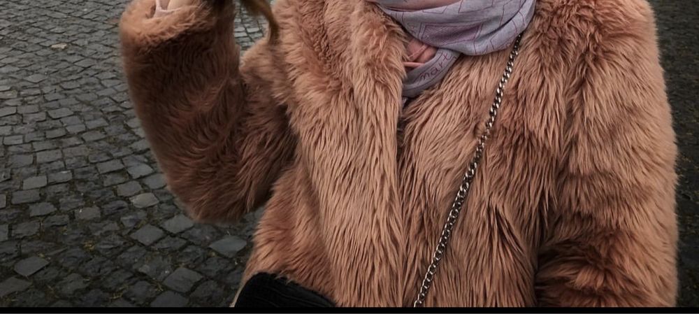 Рожева еко шуба, розмір s