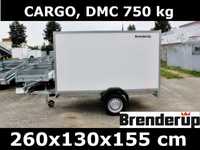 Przyczepa Cargo kontener Brenderup CD260 drzwi DMC 750kg 260x150x130