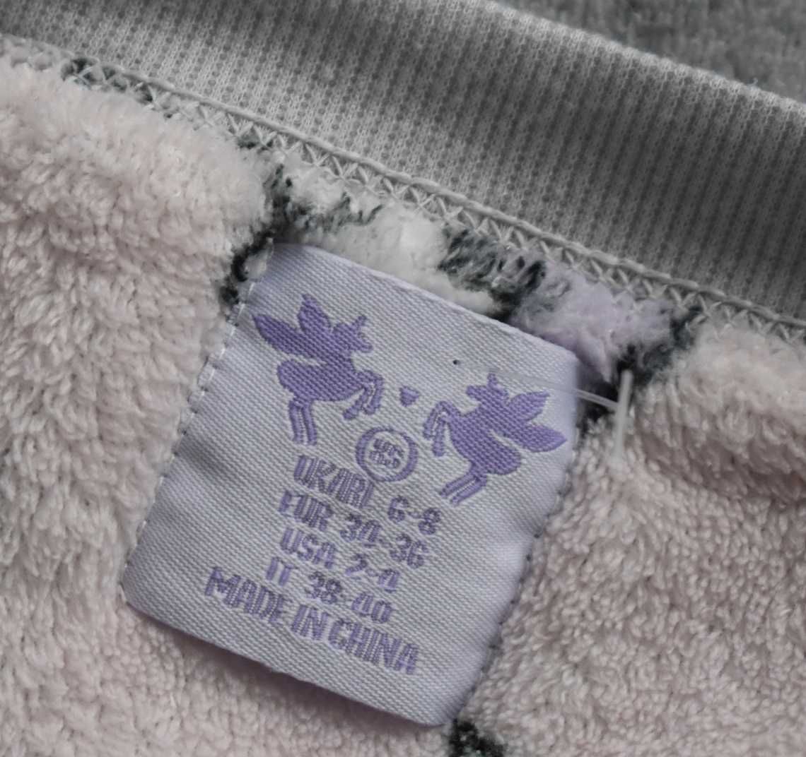 Bluza piżama XS S 34 polarowa unicorn jednorożec ciepła polar szara