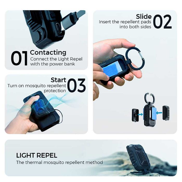 Flextail Light Repel Przenośny Mini Odstraszacz Komarów Brelok USB-C