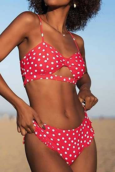 CUPSHE damski strój kąpielowy BIKINI CZERWONE Polka Dot rozm. M