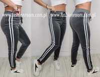 6 KOLORÓW S-XL SPODNIE dresowe WELUROWE lampasy dresy damskie TU L/XL