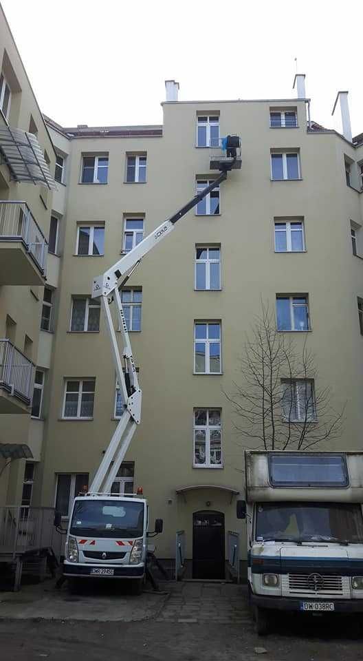 Podnośnik koszowy, zwyżka  24m Wrocław wynajem, wycinki, usługi