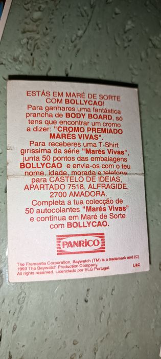 6 cromos bollycao panrico marés vivas de 1993