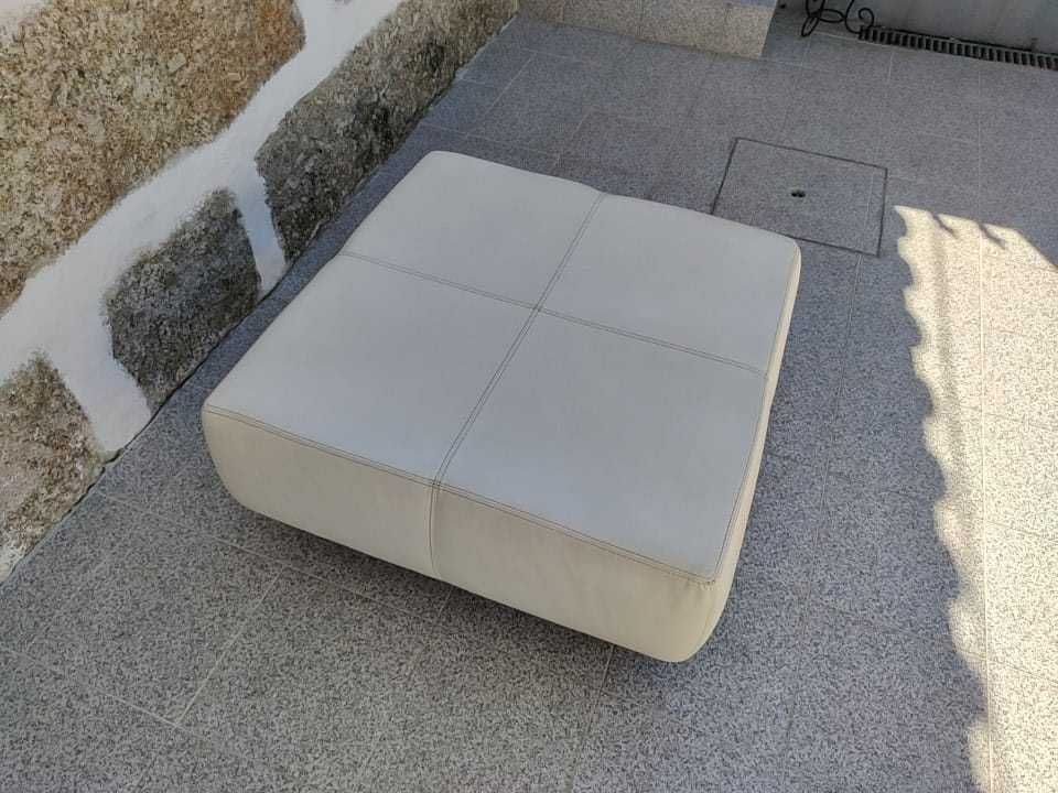 Mesa de centro em pele verdadeira (Branco)