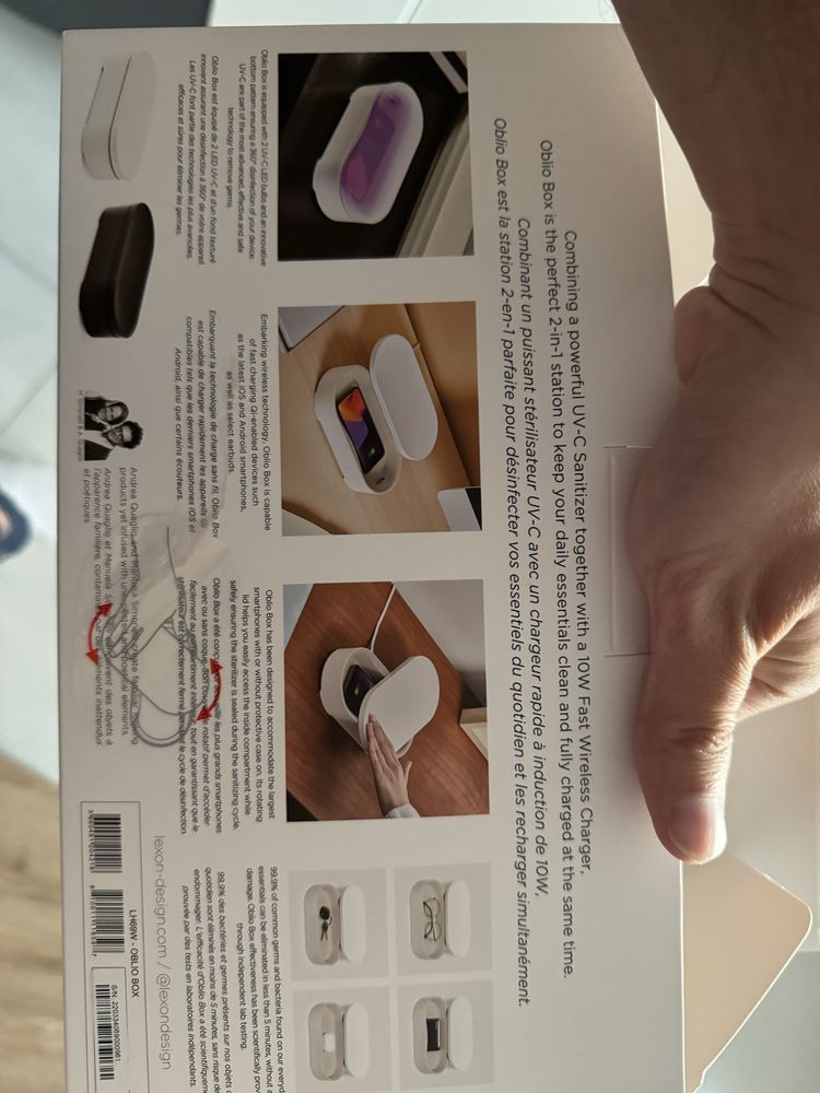Ładowarka bezprzewodowa Oblio Box z dezynfekatorem UV Lexon