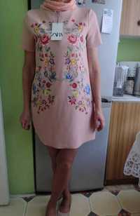 (36/S) ZARA/ Różowa sukienka letnia z Madrytu, Vintage