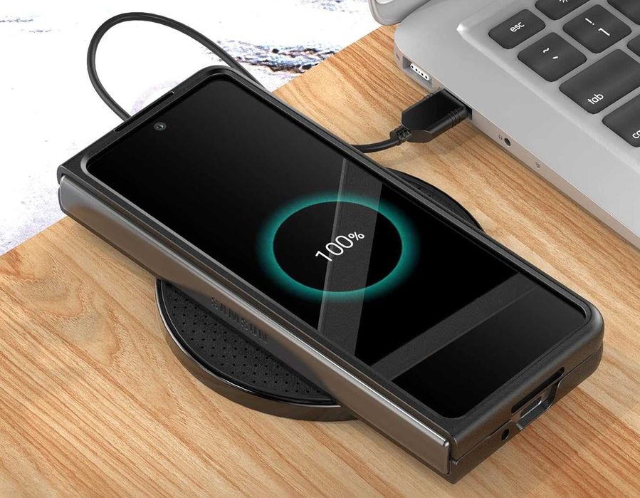 FOLUU etui skórzane do Samsung Galaxy Z Fold 4 5G 360 pancerne brązowe