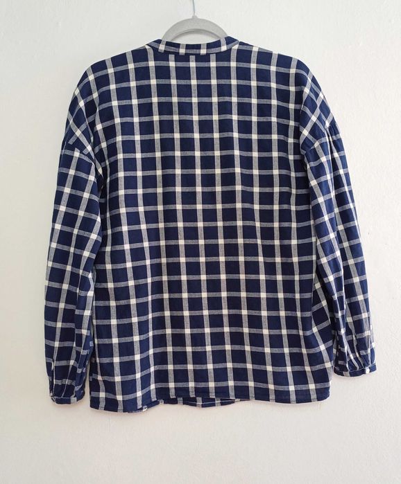 Granatowa biała koszula damska w kratę Zara rozmiar XS oversize