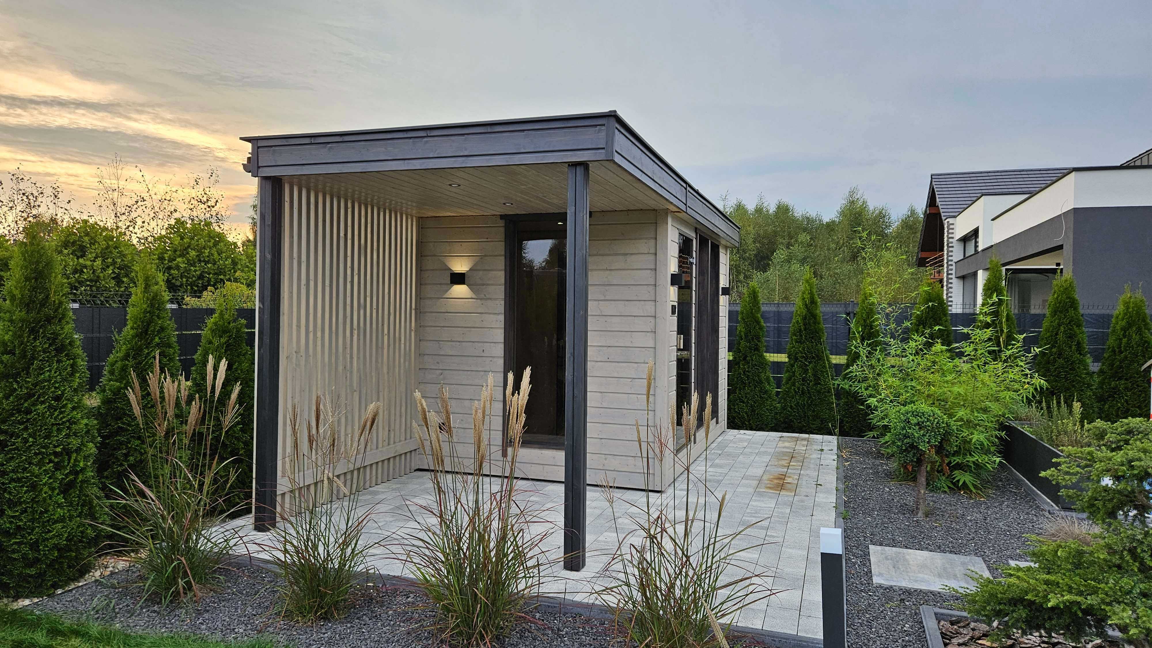 Sauna fińska, sucha, zewnętrzna, ogrodowa, beczka, SPA, model Tallin
