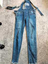 Spodnie damskie jeansowe na szelkach M