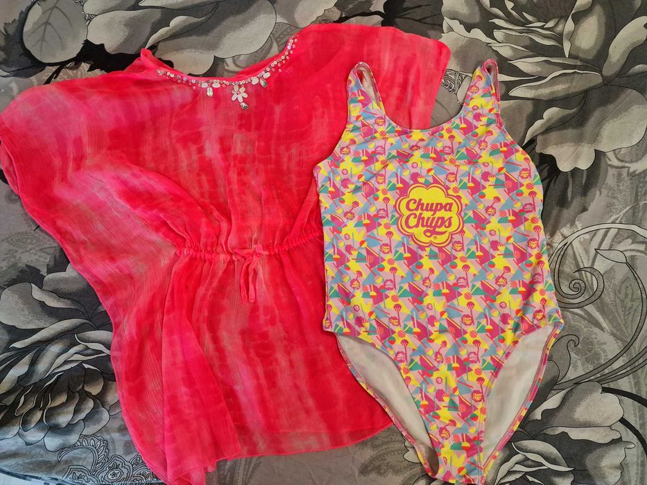 Купальник + туніка яскравий суцільний 140 р