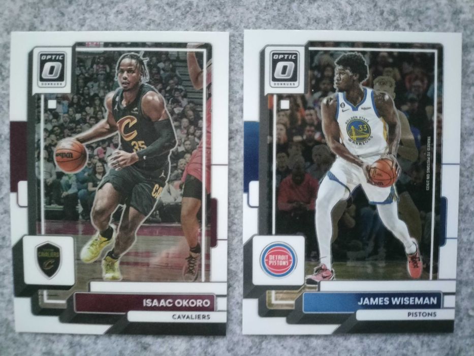 2 karty NBA 2022-23 Donruss Optic Okoro Cavs James Wiseman Pistons