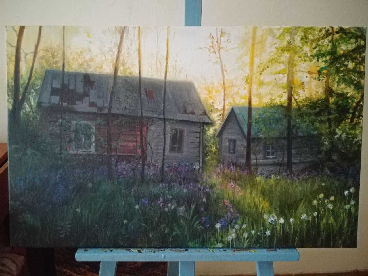 Krajobraz wiejski na płótnie 50 x 80 cm