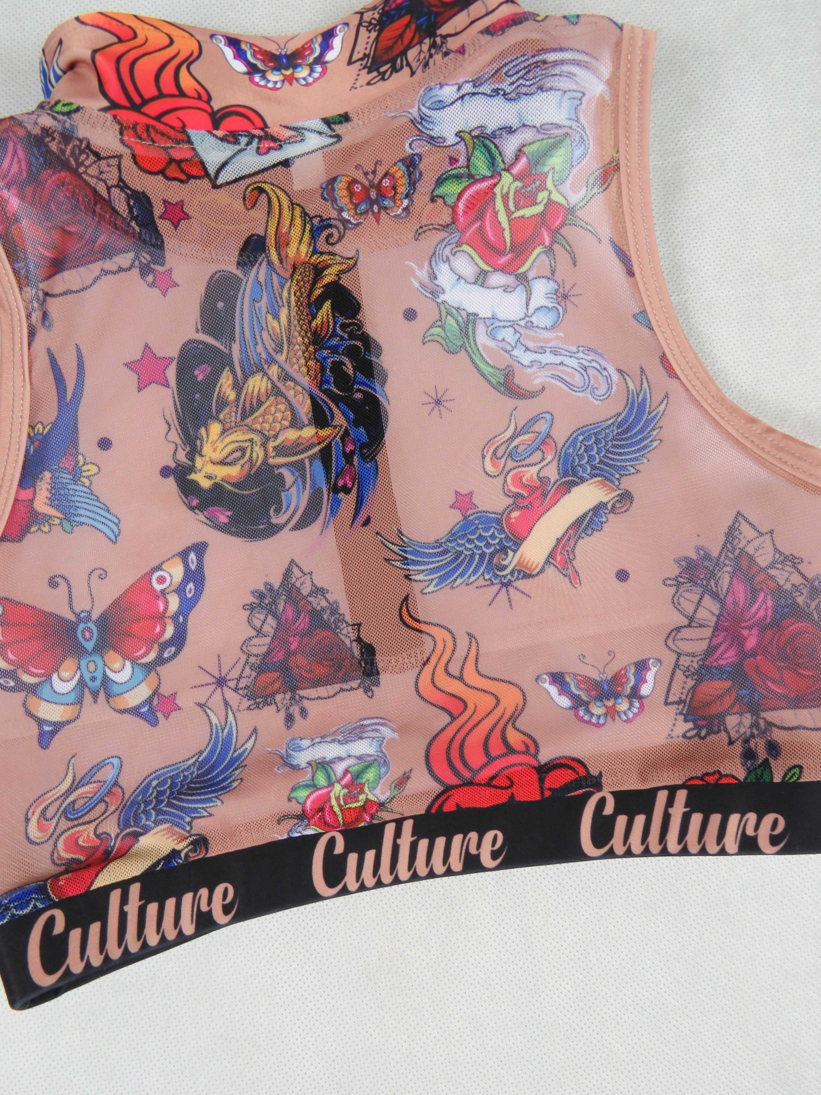 kolorowy top Culture top na zamek like Ed Hardy printed top