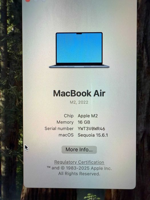 MacBook Air M2 (2022) – 16 ГБ RAM / 1 ТБ SSD – ідеальний стан