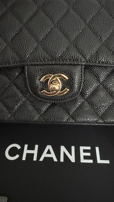 Chanel - nowa, czarna, klasyczna torebka na ramię z metką i pudełkiem