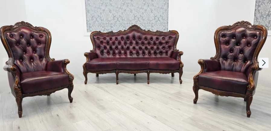 диван комплект  честерфілд людовік барокко шкіра chesterfield