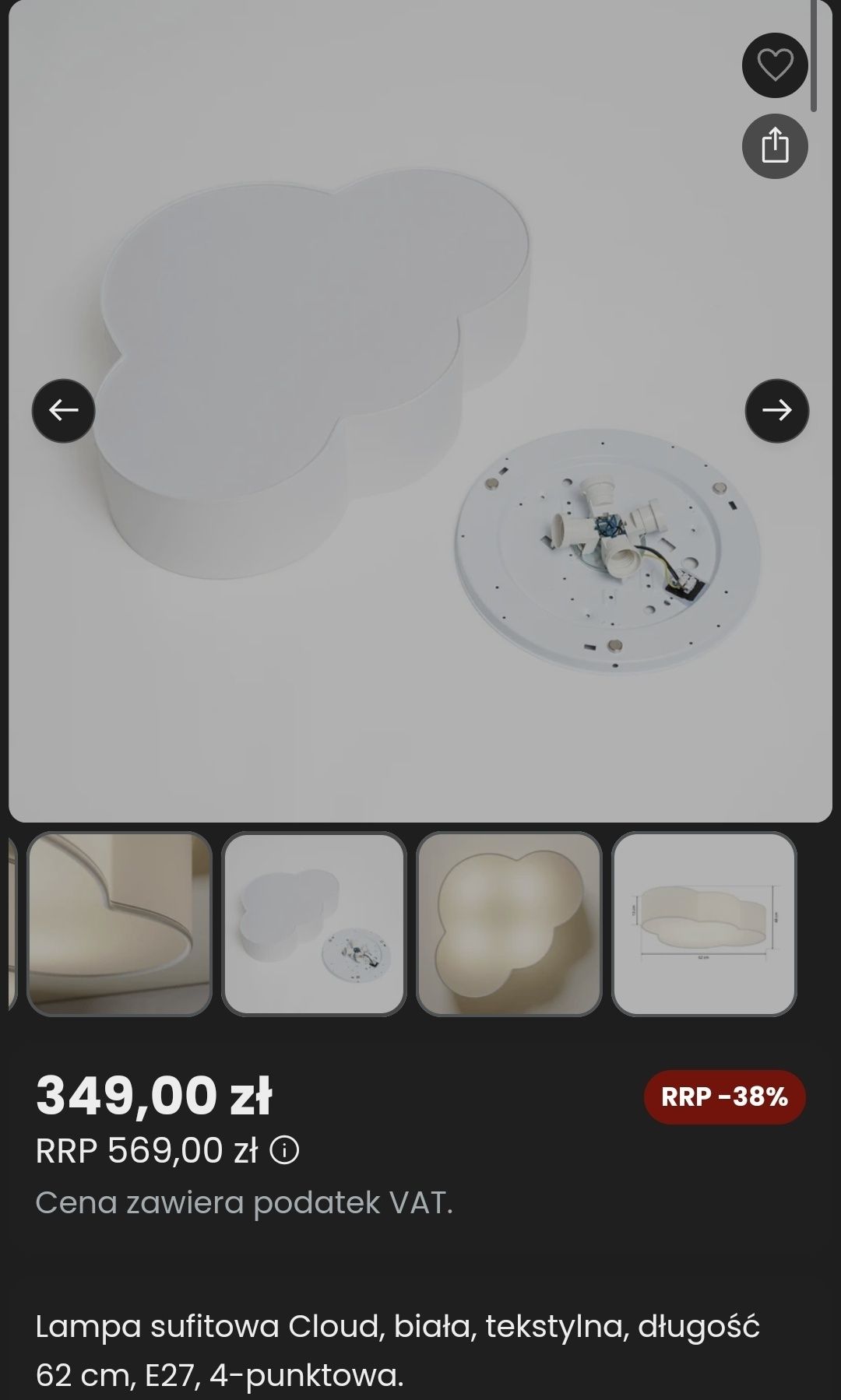 Lampa sufitowa cloud biała duża jak nowa!