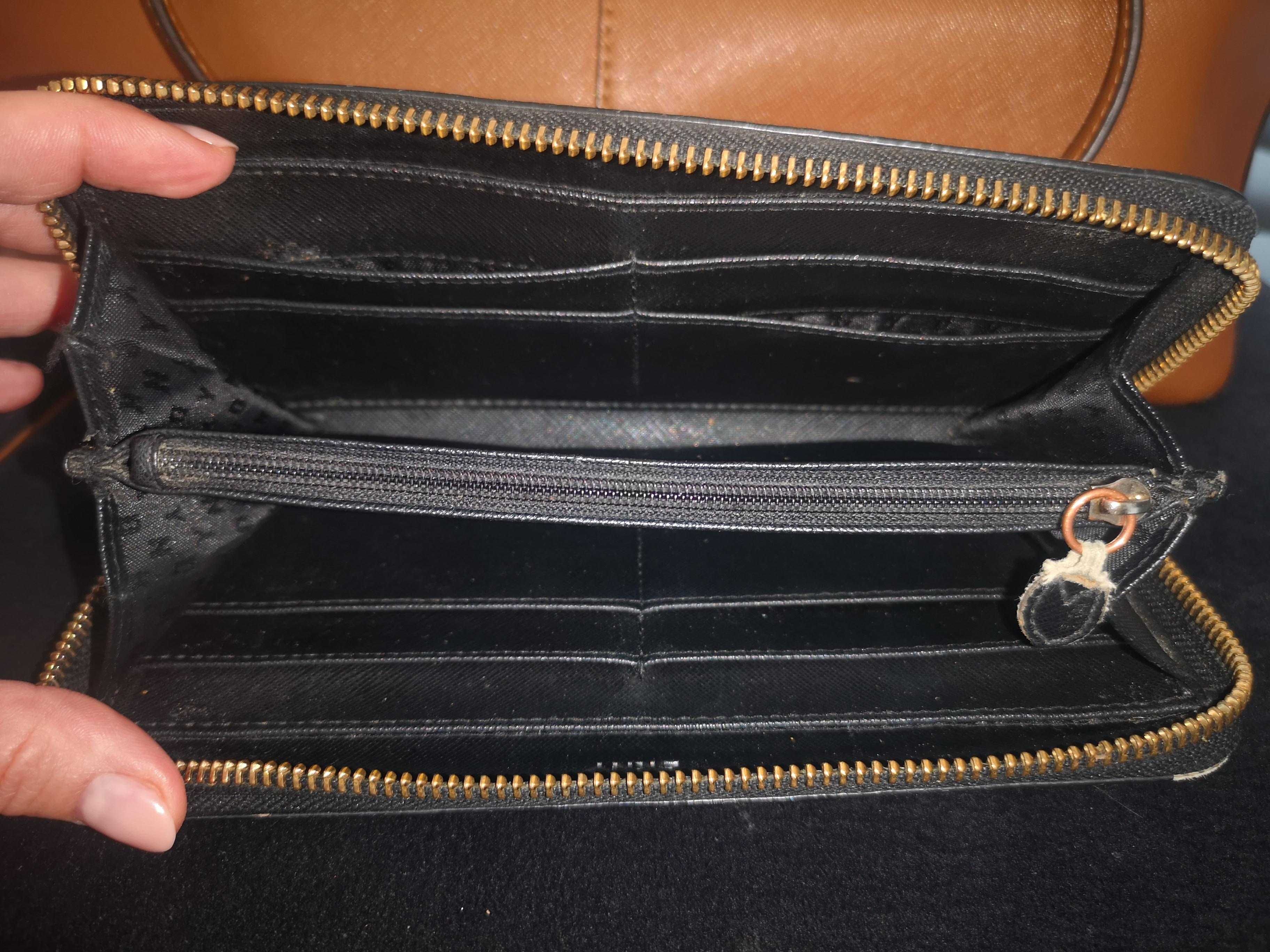 Torba duża, portfel camel DKNY skórzana, skóra A4 Donna Karan