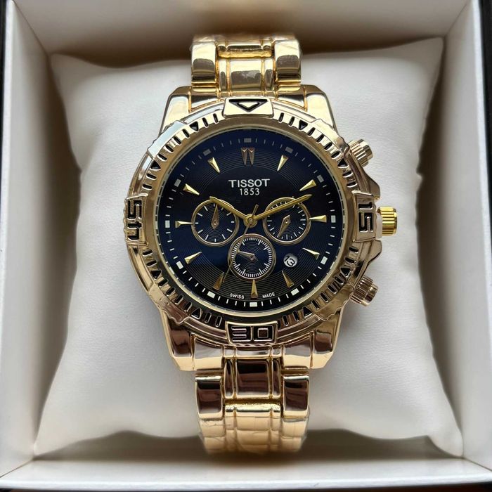 Чоловічий годинник Tissot на браслеті золотого кольору з датою | 43 mm