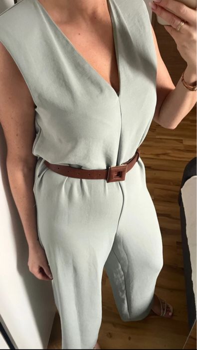 Nowy kombinezon miętowy z paskiem ZARA rozmiar S 36