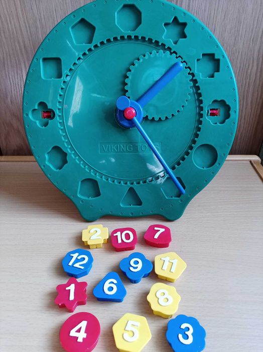 Часы сортер "Viking toys", диаметр 28,5 см (цвет, форма, цифры, время)