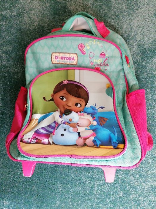 Mochila trolei dra brinquedo pré escolar