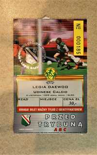 Legia Warszawa - Udinese Calcio - bilet kolekcjonerski - 1999 rok