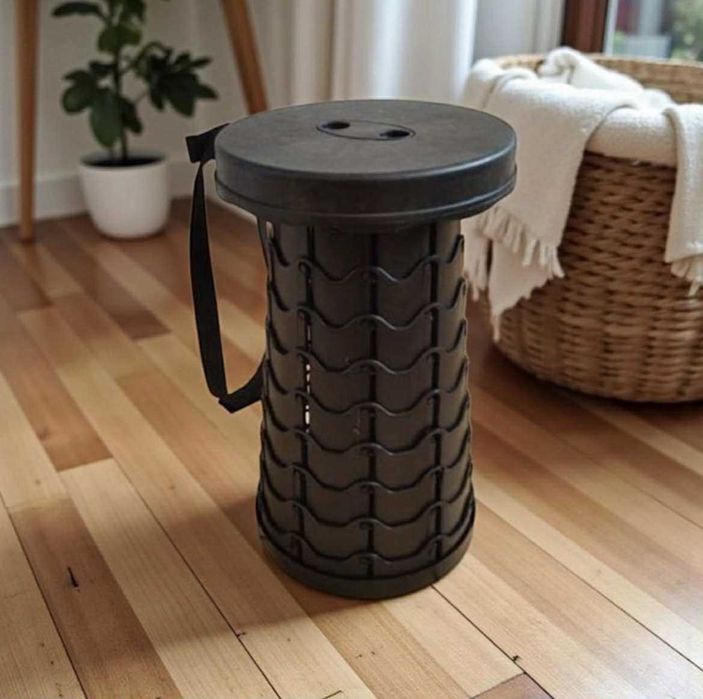 Nowy składany taboret turystyczny mobilny czarny brązowy