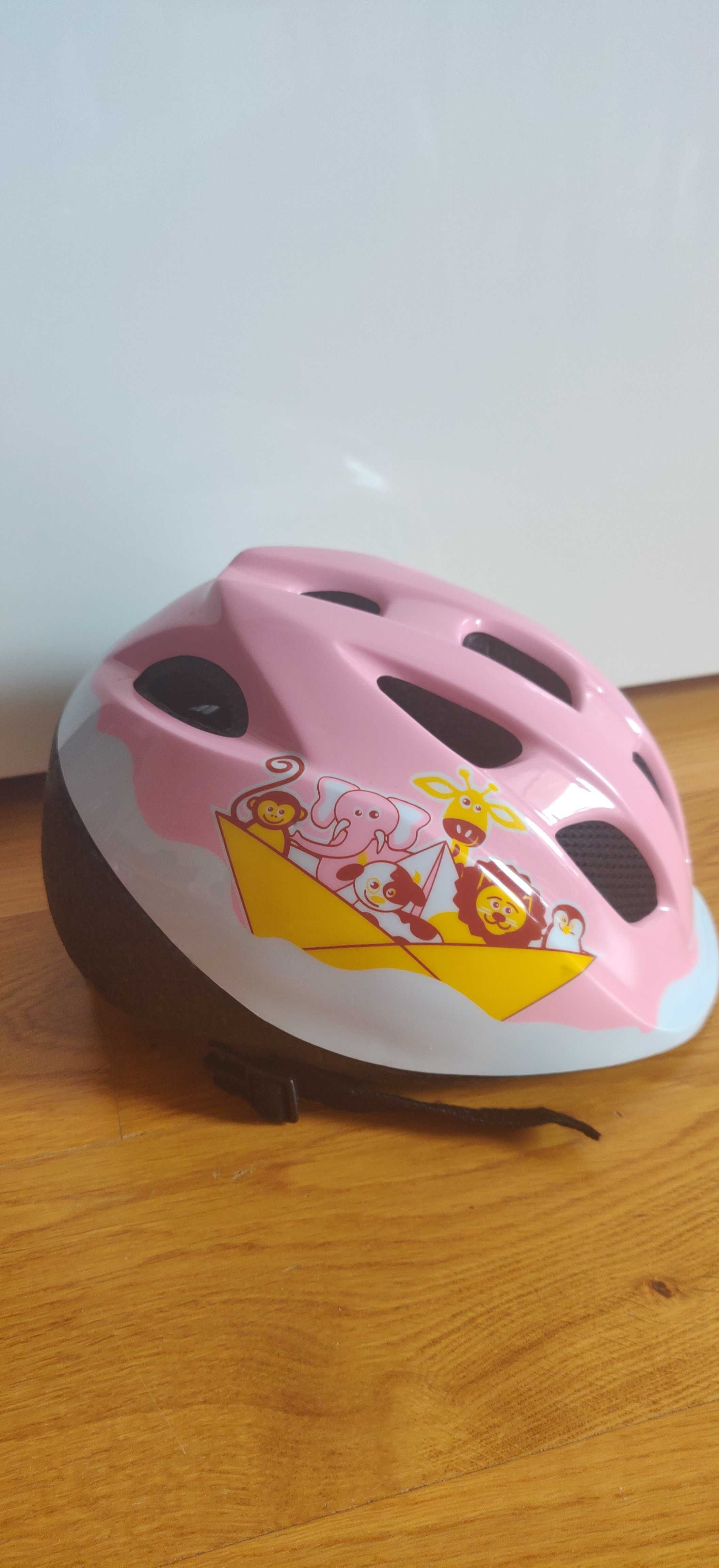 Różowy kask rowerowy dla dziewczynki BTWIN 46-53cm