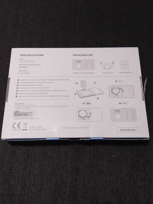 Ładowarka Indukcyjna Seneo PA202A 3w1 dla iPhone, Apple Watch, AirPods