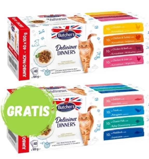 Wyprzedaż! 80x saszetki dla kota 100g Butchers