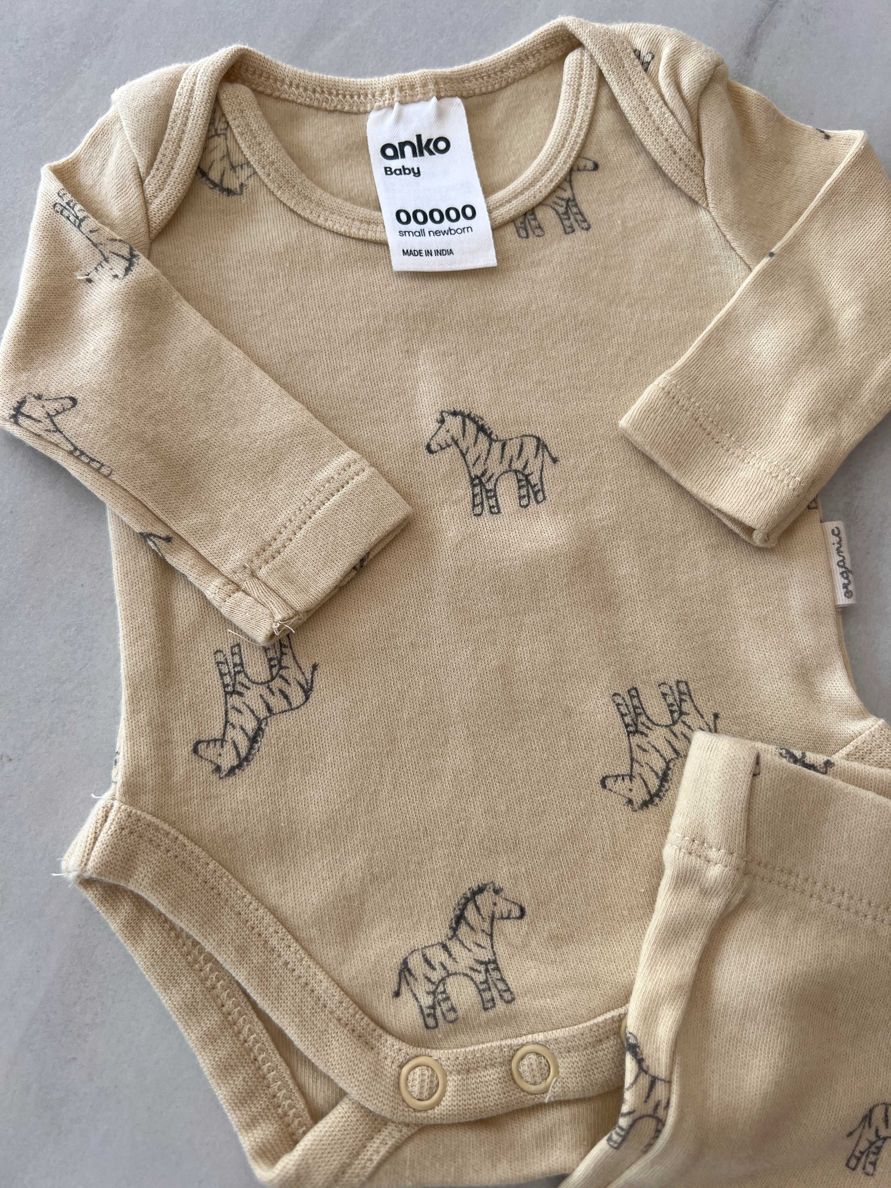 Nowy bez metki Komplet blado żółte/beżowe body r 50/56 small newborn