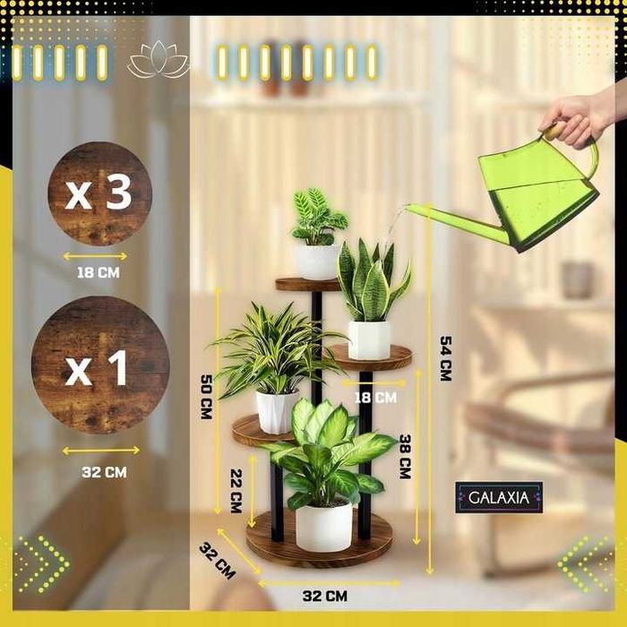 STOJĄCY KWIETNIK Drewniany Loft Stojak na Kwiaty Kwiatki Rośliny