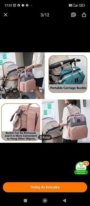 Plecak łóżeczko turystyczne nowy szary