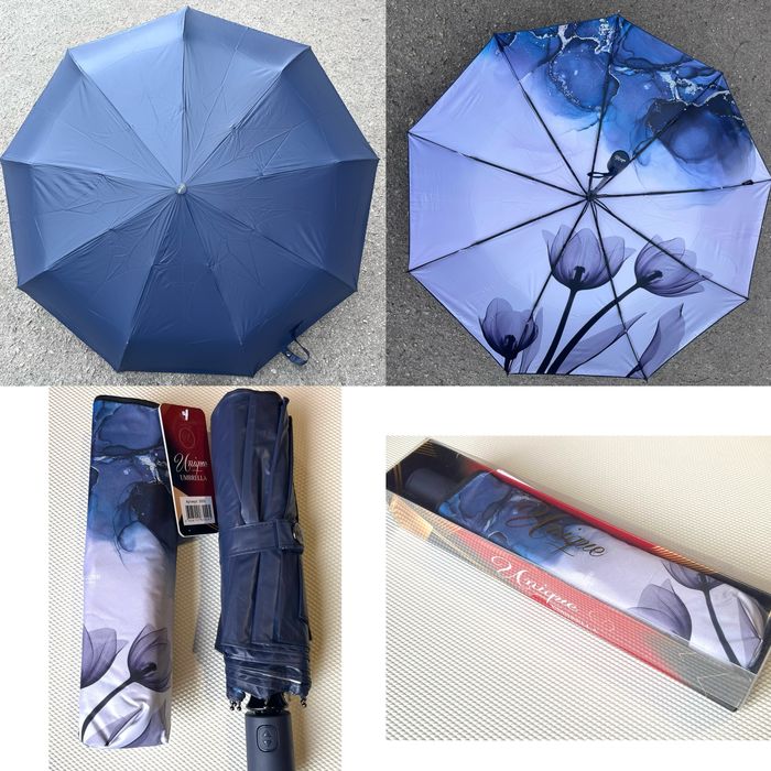 Жіноча парасолька автомат з квітами всередині 9 спиць