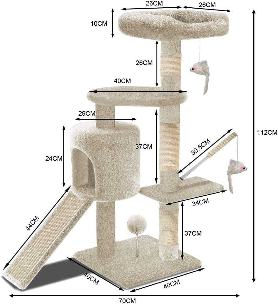 Drapak dla kota wysoki 112cm drzewko beżowy jaskinia legowisko