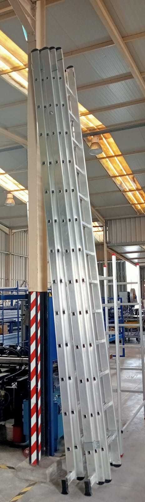 Escada Tripla Alumínio 3m+3m+3m| Degraus Redondos | DIRETO DA FÁBRICA