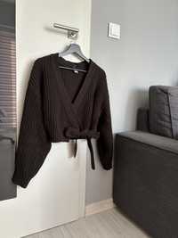 Czarny sweter wiązany oversize H&M XXS 32