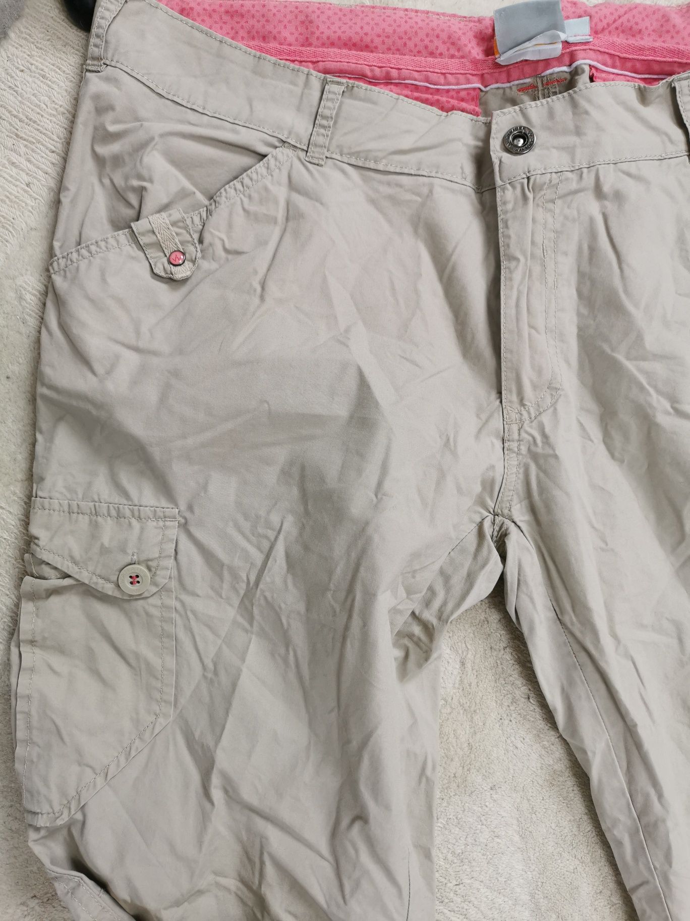 Spodnie damskie XL Wanabee trekkingowe bojówki kremowe XL