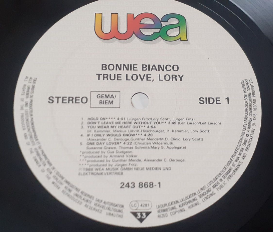 Lory Bonnie Bianco - Straight from Your Heart winyl