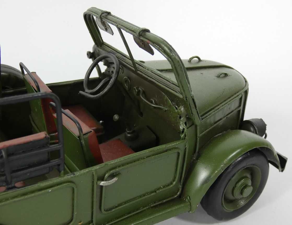 Wojskowy Metalowy model pojazd samochód JEEP z przyc pickup auto 36 cm