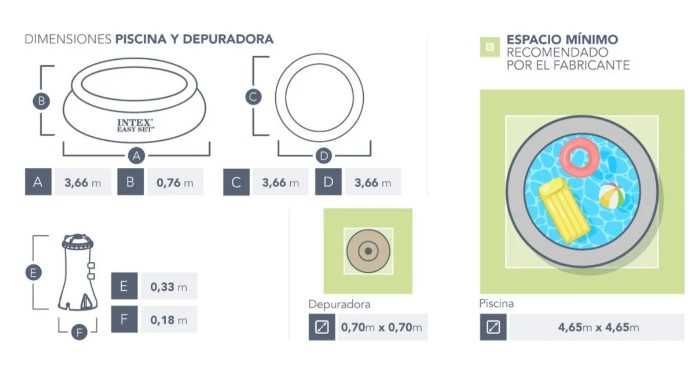 Piscina insuflável 3.6m diâmetro x 76cm altura com bomba