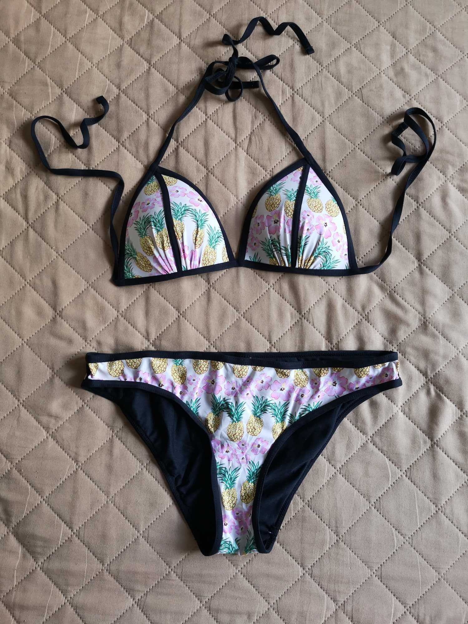 Bikini strój dwuczęściowy atmosphere 38 M ananasy kwiatki na plażę