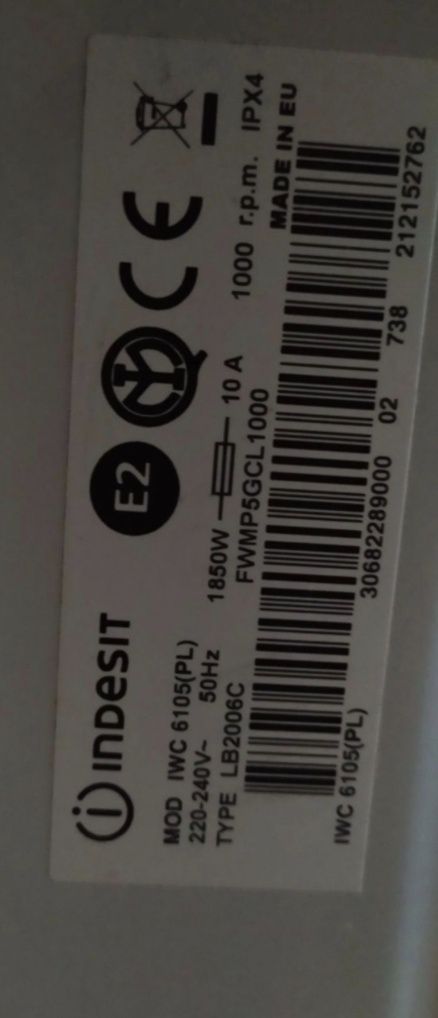 Panel przedni od pralki Indesit 6105
