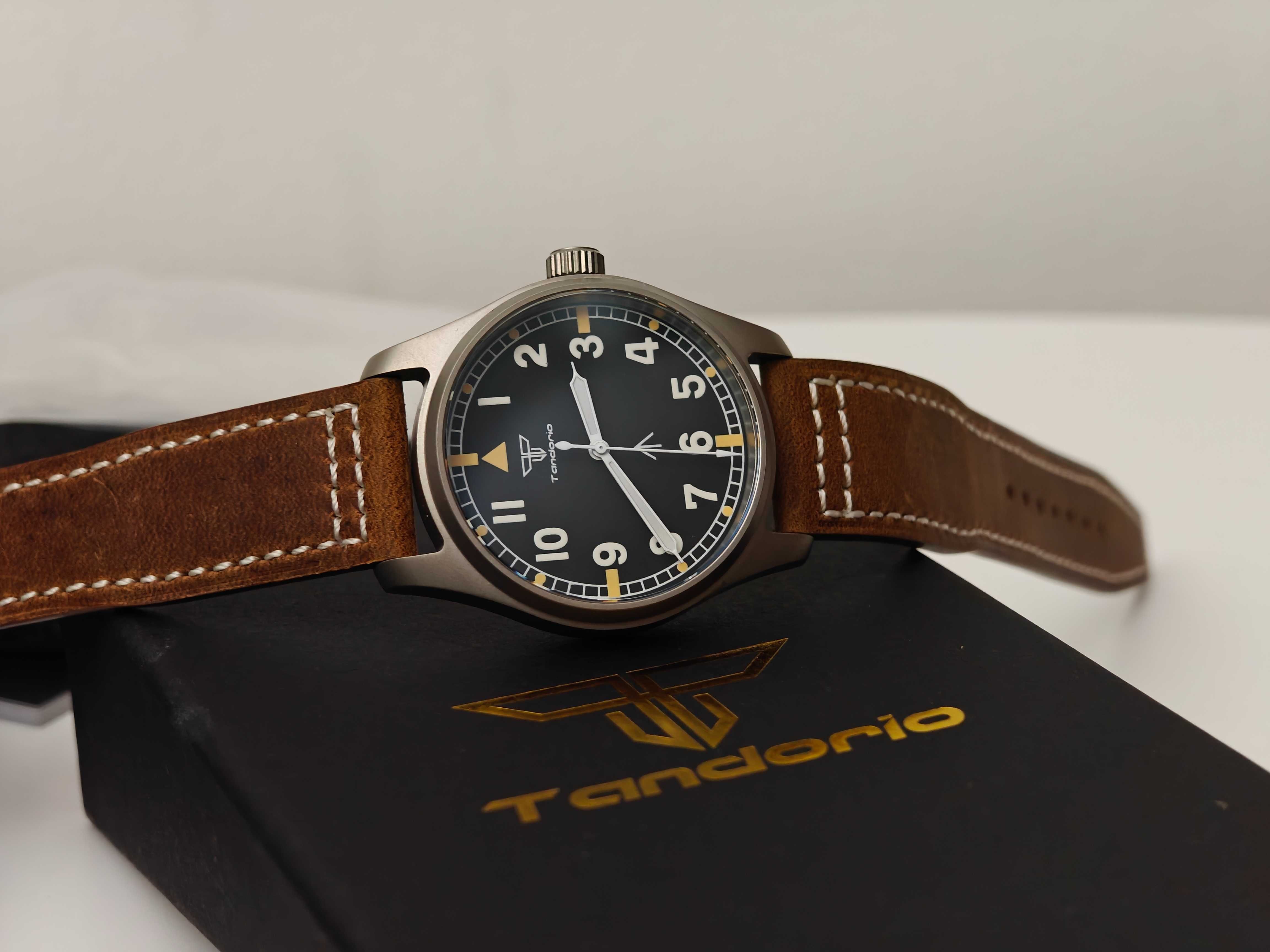 NOWY zegarek pilot tytan 200m szafir Tandorio Seiko NH35A Steeldive